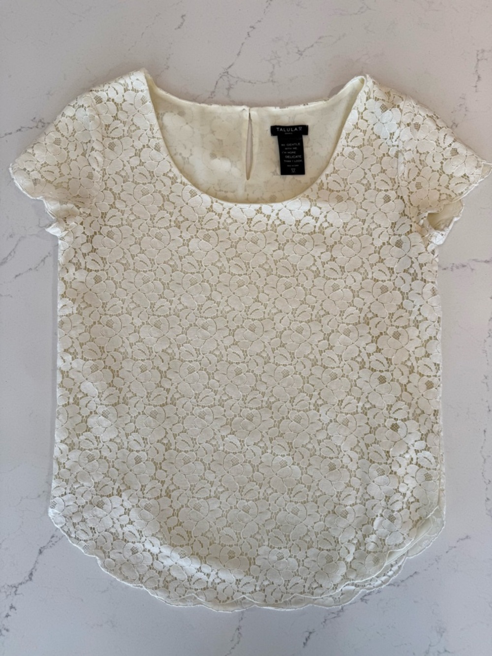 Talula Ivory Floral Lace Cap Sleeve Blouse